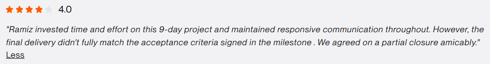 Client review screenshot